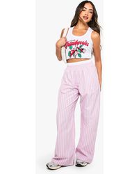 Boohoo - Contrast Waistband Stripe Wide Leg Trouser - Lyst