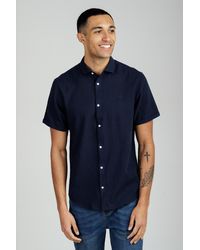 Nines - Linen Blend Short Sleeve Button-Up Shirt - Lyst