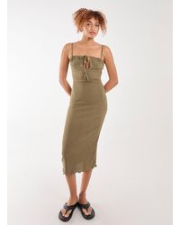 Pink Vanilla - Crinkle Tie Midi Dress - Lyst