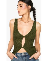 Boohoo - Knitted Twist Front Crochet Waistcoat - Lyst