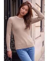Roman - Double Mock Henley Style Ribbed Knit Jumper - Lyst