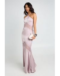 Boohoo - Satin & Lace Strappy Halterneck Maxi Slip Dress - Lyst