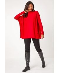 Roman - High Neck Longline Knit Jumper - Lyst