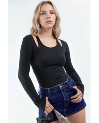 Busem - Ribbed U Collar Long Sleeve Blouse - Lyst