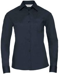Russell - Russell Collection Poplin Easy-care Formeel Overhemd Met Lange Mouwen (franse Marine) - Lyst