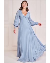 Goddiva - Fully Pleated Chiffon Maxi Dress - Lyst