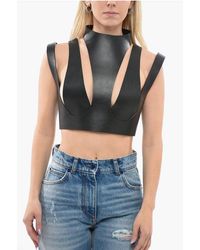 Balmain - Leren Top Met Uitsparingen - Lyst