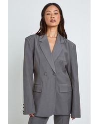 Boohoo - Tall Double Breasted Cinched Waist Tailored Blazer - Lyst