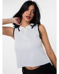 Pink Vanilla - Half Zip Crop Polo Top With Contrast Piping - Lyst