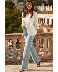 Sosandar - Ivory Double Breasted Linen Blend Blazer - Lyst