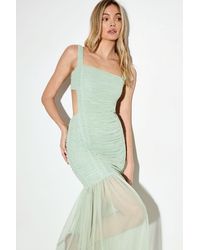 MissPap - Open Back Mesh Ruched Maxi Dress - Lyst