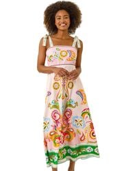 Roman - Abstract Print Strappy Midi Dress - Lyst