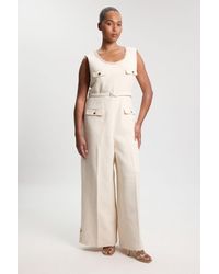 Karen Millen - Plus Size Tweed Embellished Trim Tailored Wide Leg Jumpsuit - Lyst