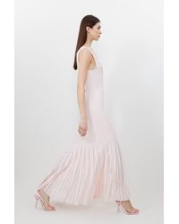 Karen Millen - Petite Viscose Blend Sheer Skirt Maxi Knit Dress - Lyst