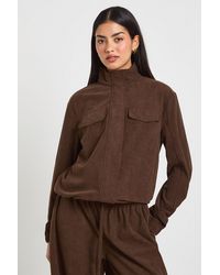 Boohoo - Cord Funnel Neck Tracksuit Top - Lyst