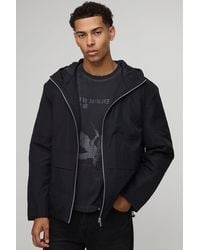 BoohooMAN - Regular Fit Funnel Neck Hooded Cagoule - Lyst