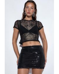 Busem - High-Waist Bodycon Sequin Mini Skirt - Lyst