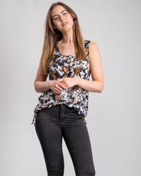 BOSS - Cendia Puzzle Pattern Sleeveless Blouse - Lyst