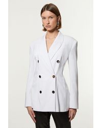Karen Millen - Tailored Contrast Tipped Stitch Detail Double Breasted Jacket - Lyst