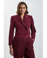 Karen Millen - Satin Back Crepe Tailored Jacket - Lyst