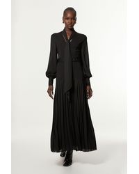 Karen Millen - Jersey Ponte Georgette Mix Midi Dress - Lyst