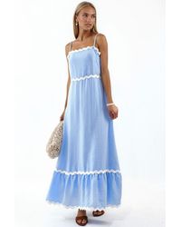 Msn-Collection - Strapless Linen Maxi Dress - Lyst