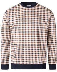 Aquascutum - Active Iconic Crewneck Check Sweatshirt Cotton - Lyst