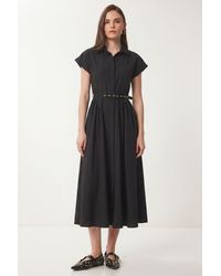Happiness İstanbul - Belted Poplin Shirt Midi Dress - Lyst