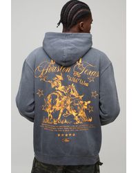 BoohooMAN - Washed Oversized Texas Western Printed Hoodie Cotton - Lyst