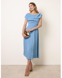 Blue Vanilla - Scuba Crepe Off-Shoulder Skater Dress - Lyst