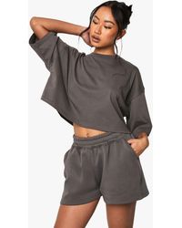 Boohoo - Boxy Crop T-Shirt And Short Set - Lyst