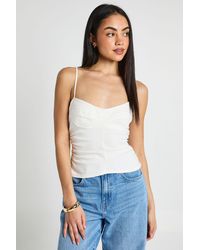 Boohoo - Bengaline Ruched Side Strappy Corset Top - Lyst