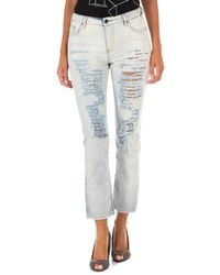 Met - Long Denim Pants With Straight Hem Cut 10Db50255 - Lyst