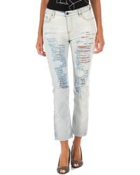 Met - Long Denim Pants With Straight Hem Cut 10Db50255 - Lyst
