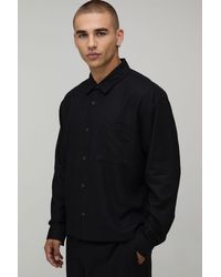 BoohooMAN - Oversized Boxy Linen Blend Shirt - Lyst