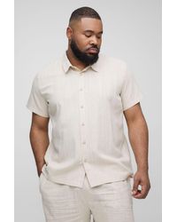 BoohooMAN - Plus Linen Regular Fit Short Sleeve Shirt - Lyst