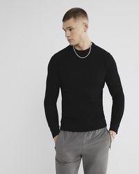 River Island - Jumper Muscle Fit Textured Cotton - Lyst
