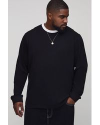 BoohooMAN - Plus Regular Fit Ringer Crew Neck Long Sleeve T-Shirt - Lyst