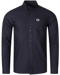 Fred Perry - Plain Long Sleeve Oxford Shirt - Lyst