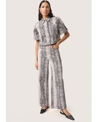 Soaked In Luxury - Denim Blouse Baggy Fit Grey Snake Print Grey White - Lyst