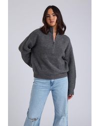 Urban Bliss - Ribbed Half Zip Jumper - Lyst