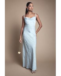 Oasis - Double Strap Cowl Neck Satin Jacquard Bridesmaid Dress - Lyst