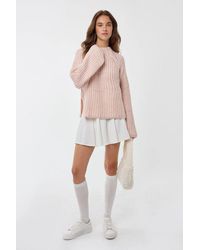 Hiccup - Oversized Textured Knit Sweater With Half Turtleneck - Lyst