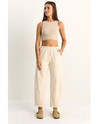 Bianco Lucci - Elastic Waist Straight Leg Pants With Pockets - Lyst