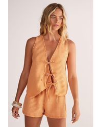 Nasty Gal - Textured Stripe Asymmetric Tie Front Vest - Lyst