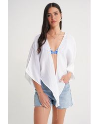 MixRay - Textured V-Neck Bolero Blouse - Lyst
