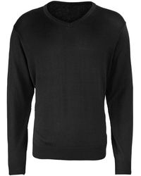 PREMIER - Knitted Cotton Acrylic V Neck Sweatshirt - Lyst