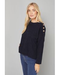 Wallis - Petite Pointelle Sleeve Button Detail Jumper - Lyst