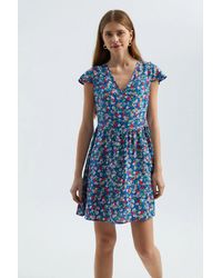 Hiccup - Floral V Neck Short Sleeve Mini Dress - Lyst