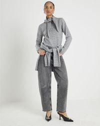 River Island - Jumper Knitted Scarf Neck Sweater - Lyst